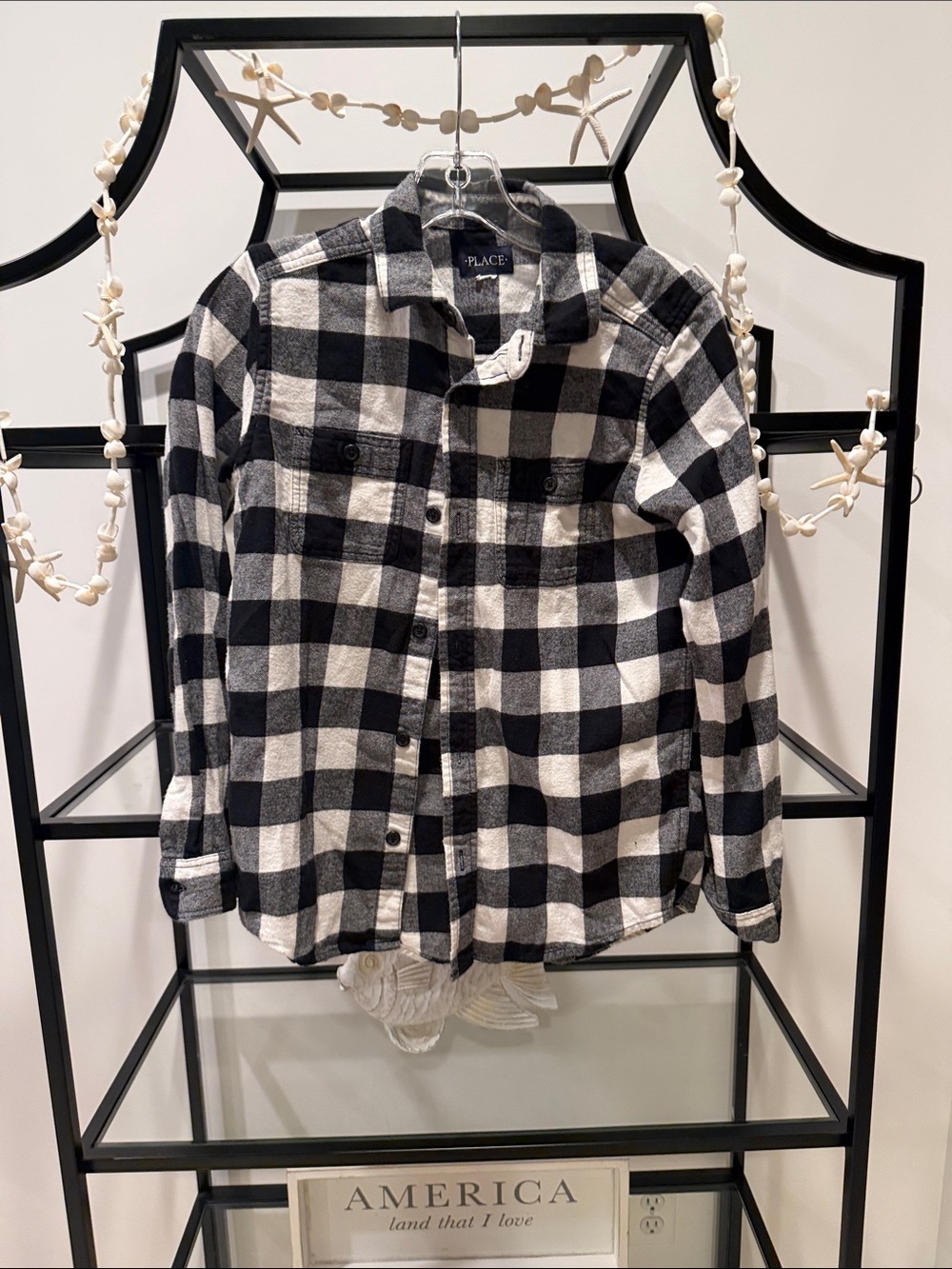 The Children's Place Black & White Plaid Button-Up Shirt